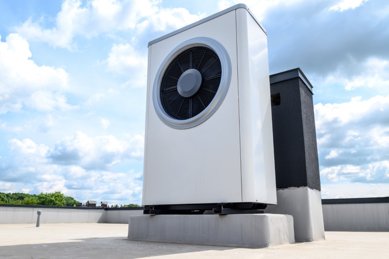 Heat pump for solar systems on the roof of the house. A system using an alternative energy source for heating water